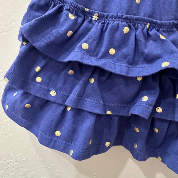 Mini Boden Navy Blue & Gold Polka Dot Tiered Ruffle Skort - Picture 3 of 6